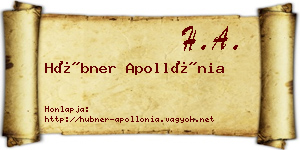Hübner Apollónia névjegykártya